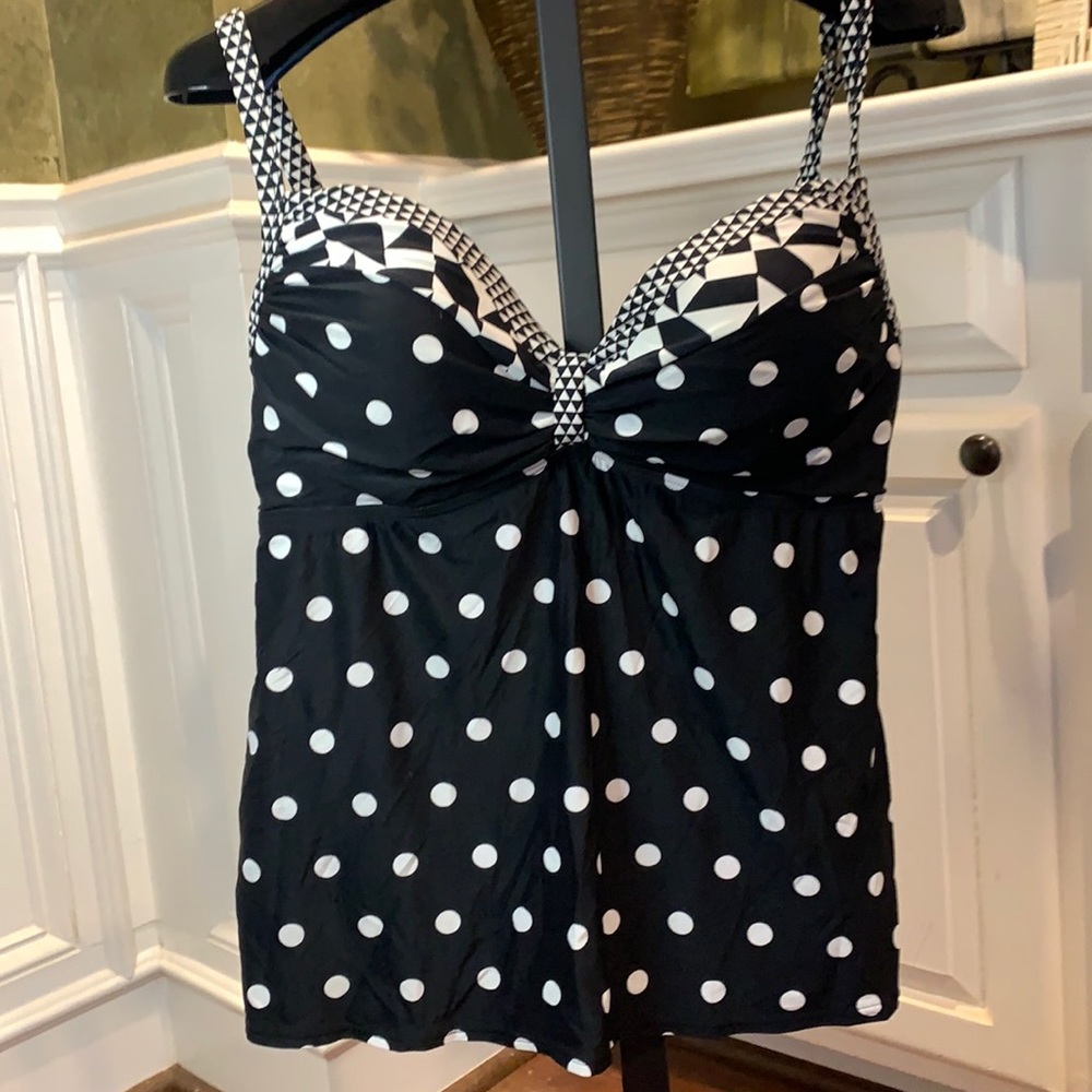 Coco Reef black white tankini swimsuit top 32D 34D